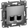 Двойная розетка LEGRAND Etika RJ 45 категория 5е UTP алюминий 672455