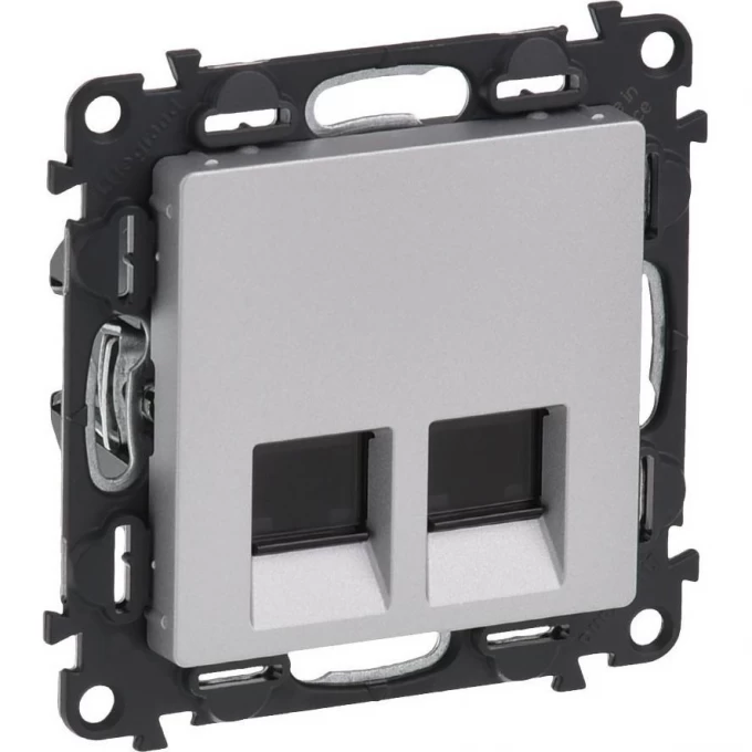 Информационная розетка LEGRAND Valena LIFE двойная RJ45 Кат.6 UTP с лицевой панелью алюминий 753643 Информационная розетка LEGRAND Valena LIFE двойная RJ45 Кат.6 UTP с лицевой панелью алюминий 753643