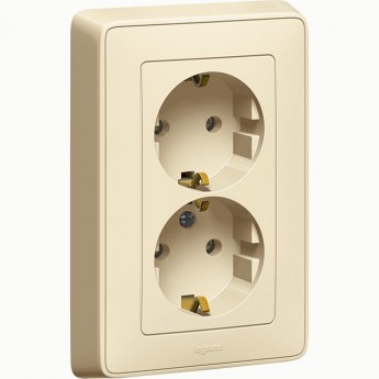 Розетка LEGRAND Cariva 2х2К+3 немецкий стандарт 16 А 250 В слоновая кость