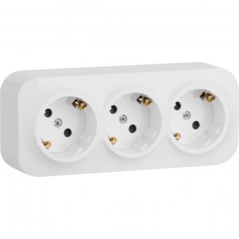 Розетка LEGRAND Quteo тройная с заземлением 3х2К+З с защитными шторками, белый